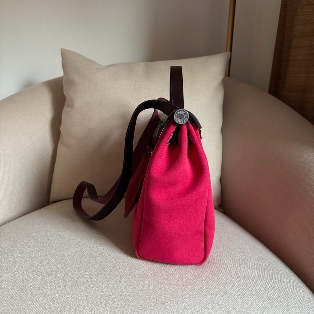 Hermes Herbag Zip 31 Bag Rose Shocking Berline Canvas - Picture 4 of 12